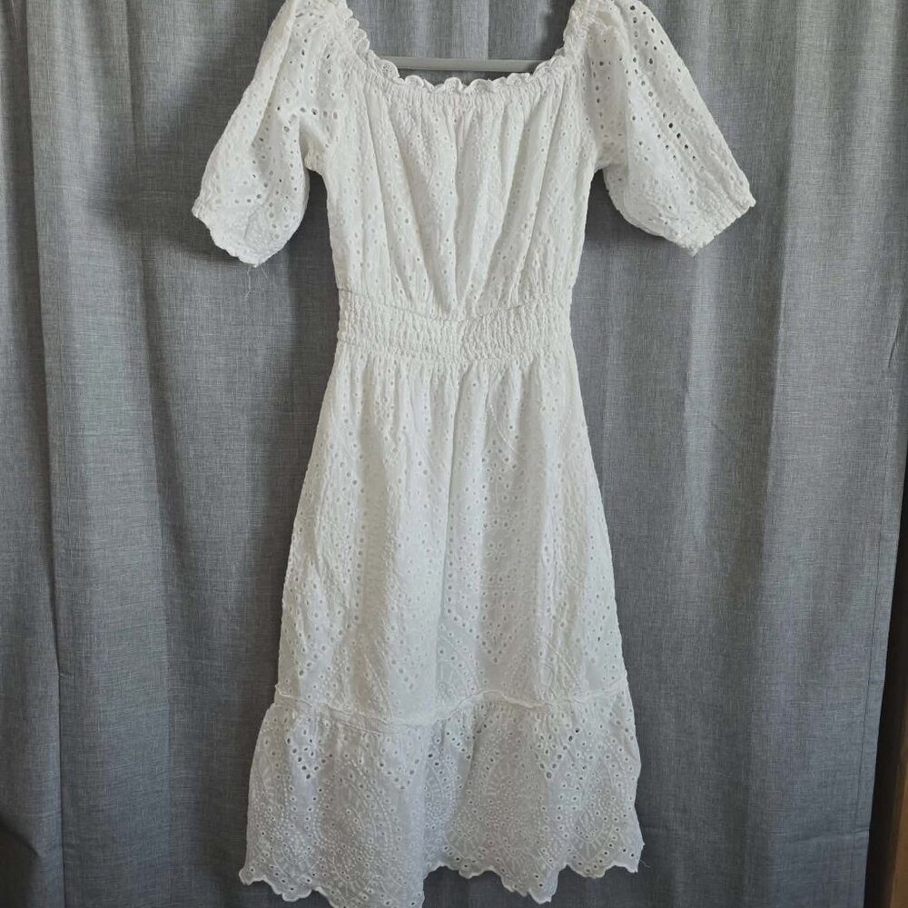 Betsy Johnson white eyelet dress women's M